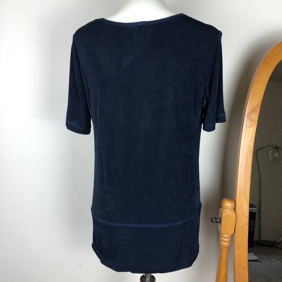 Knit Tee Abstract Graphic Navy Blue Size 8 Medium - Picture 7 of 10
